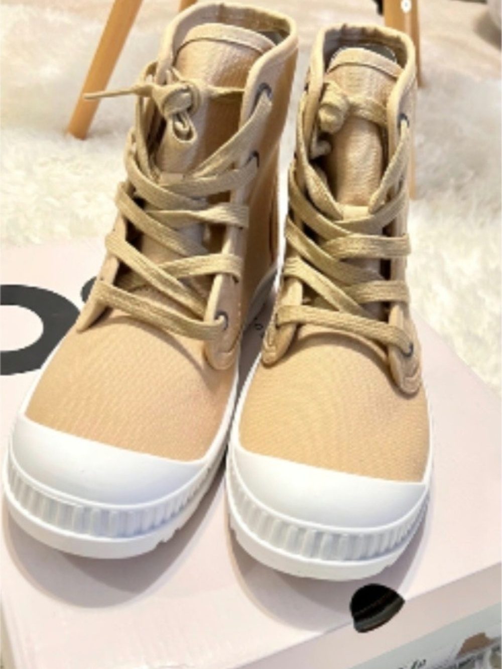 SONOMA Womens US 8 Beige/White Canvas Lace-Up Ankle Bootie